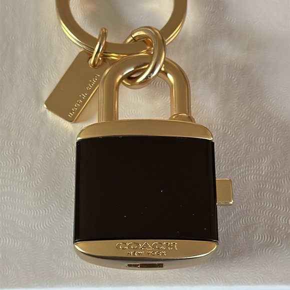 COACH Black and Gold Padlock Keychain/Bag Charm - Picture 5 of 5
